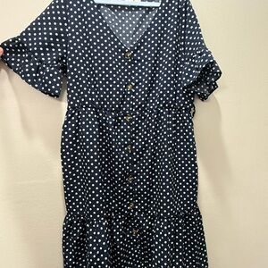 Navy Polka Dot Maxi Dress